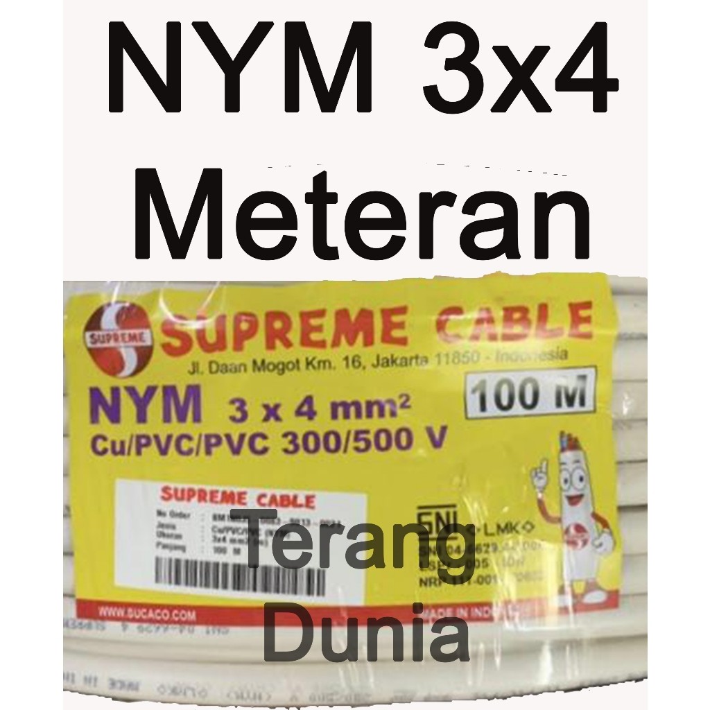 Kabel NYM 3x4 Meteran Kabel Supreme NYM 3x4 Meteran Kabel 3x4 Meteran