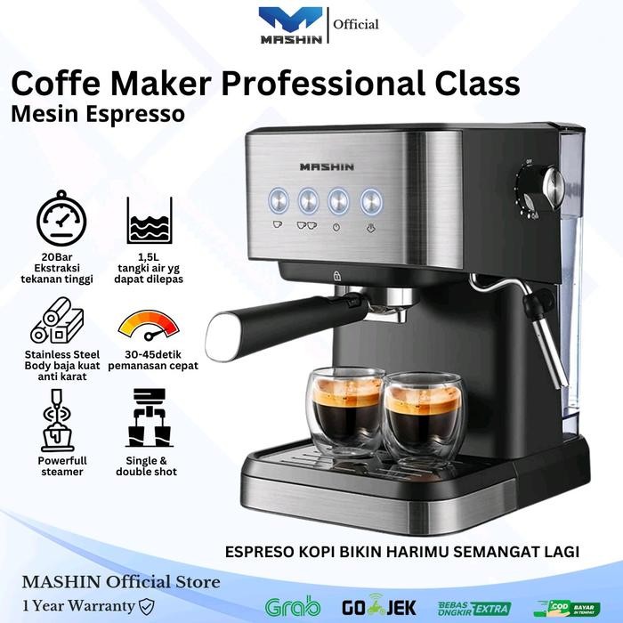 Mashin - Mesin Kopi Otomatis Espresso 20 Bar Coffe Maker Profesional Express