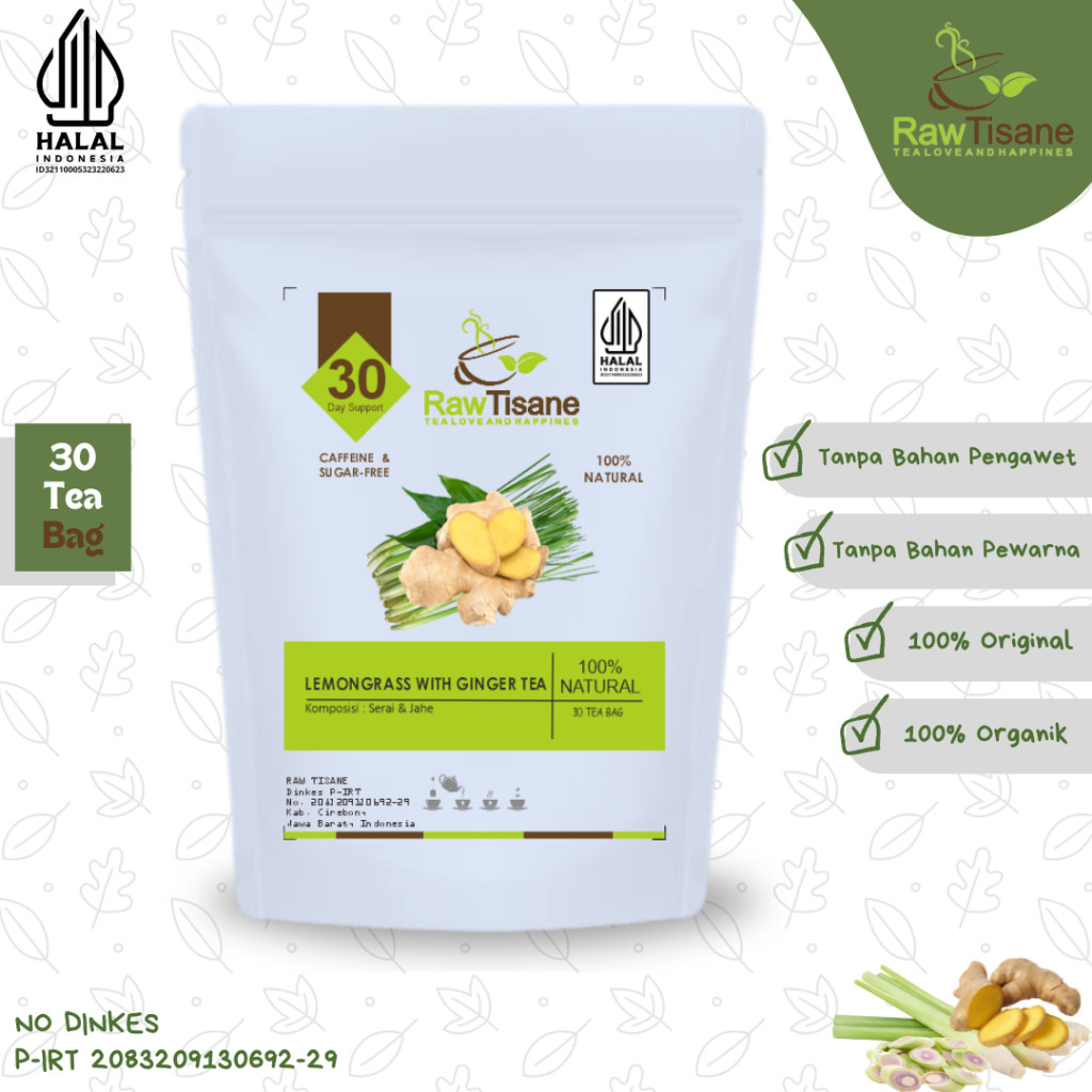 

RAW TISANE Lemongrass With Ginger Tea : Teh Celup Serai & Jahe Isi 30 Tea Bag