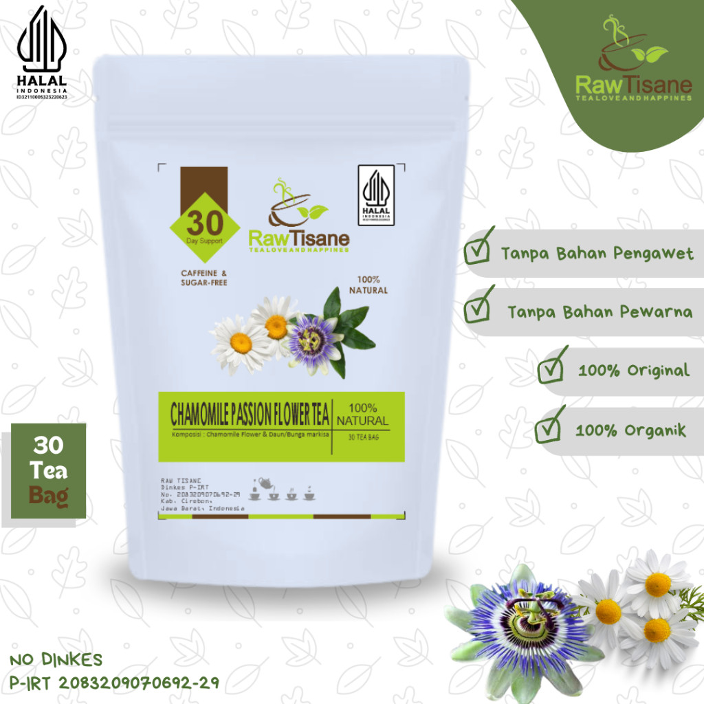 

RAW TISANE Chamomile Passion Flower Tea : Chamomile Flower & Passion Flower Tea Isi 30 Tea Bag