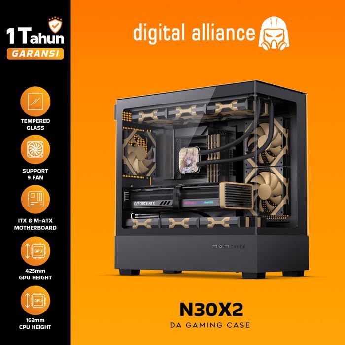 TERLARIS Casing Digital Alliance N30X2 - mATX Free 3 Fan - Casing DA N30X2 microATX Gaming Case SALE