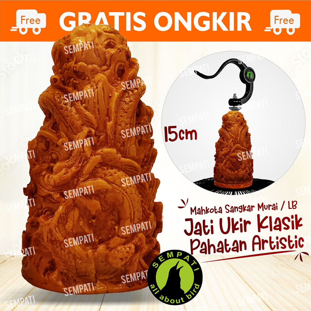 RB22 SEMPATI Pion Sangkar Burung Ukir Gold Pernis Motif Naga Pion Sangkar Kandang Burung Lovebird