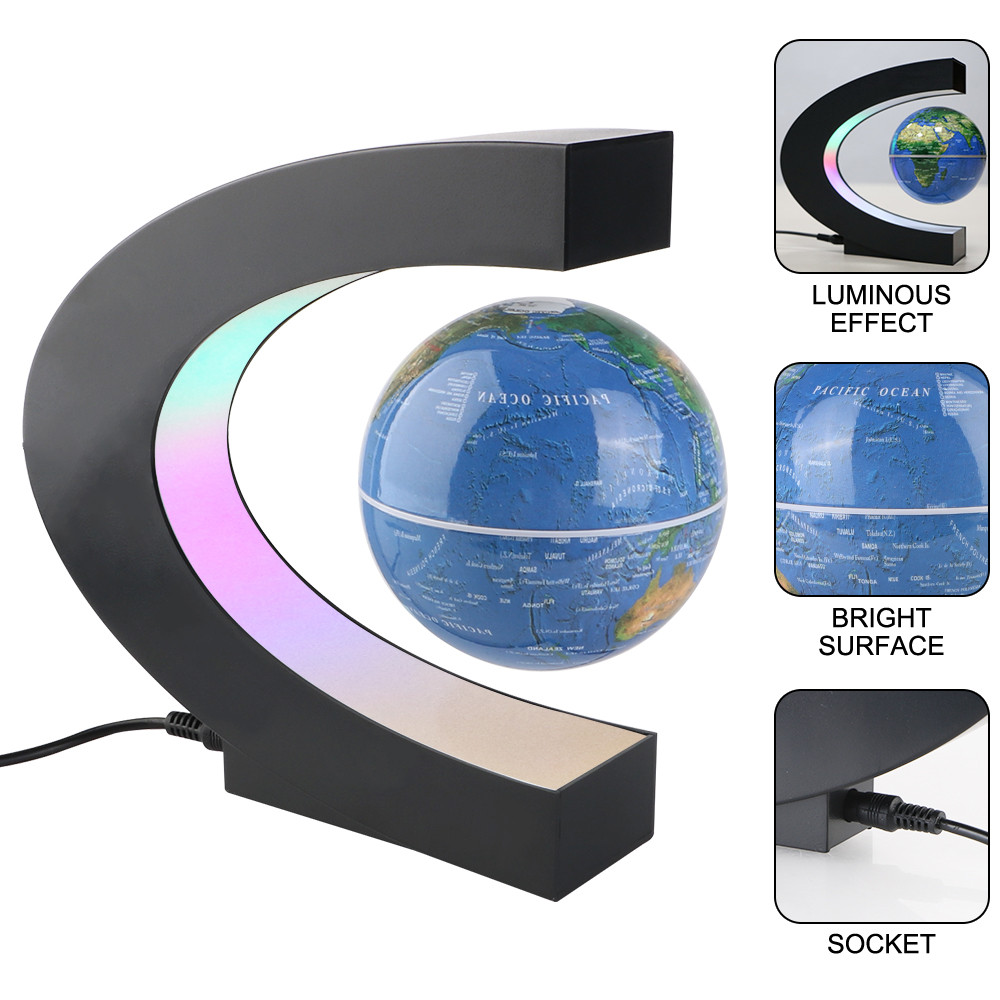 Electronic Antigravity Lamp LED World Map Novelty Ball Light Floating Magnetic Levitation Globe Birt