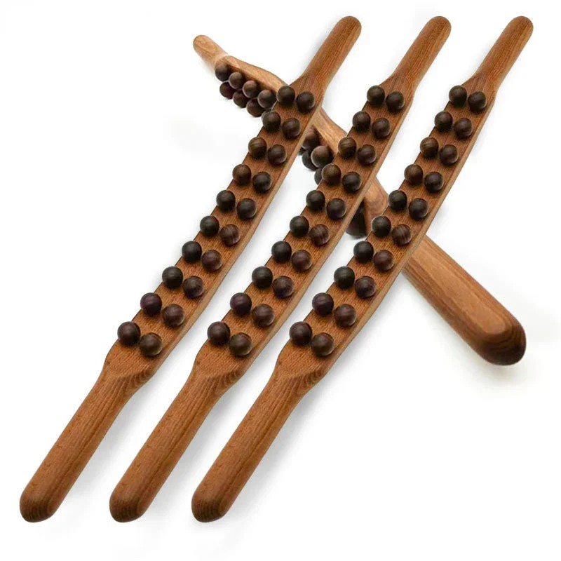 Wood Lymphatic Drainage Massager Handheld Massage Stick Lymphatic Drainage Tools for Neck Back Pain 