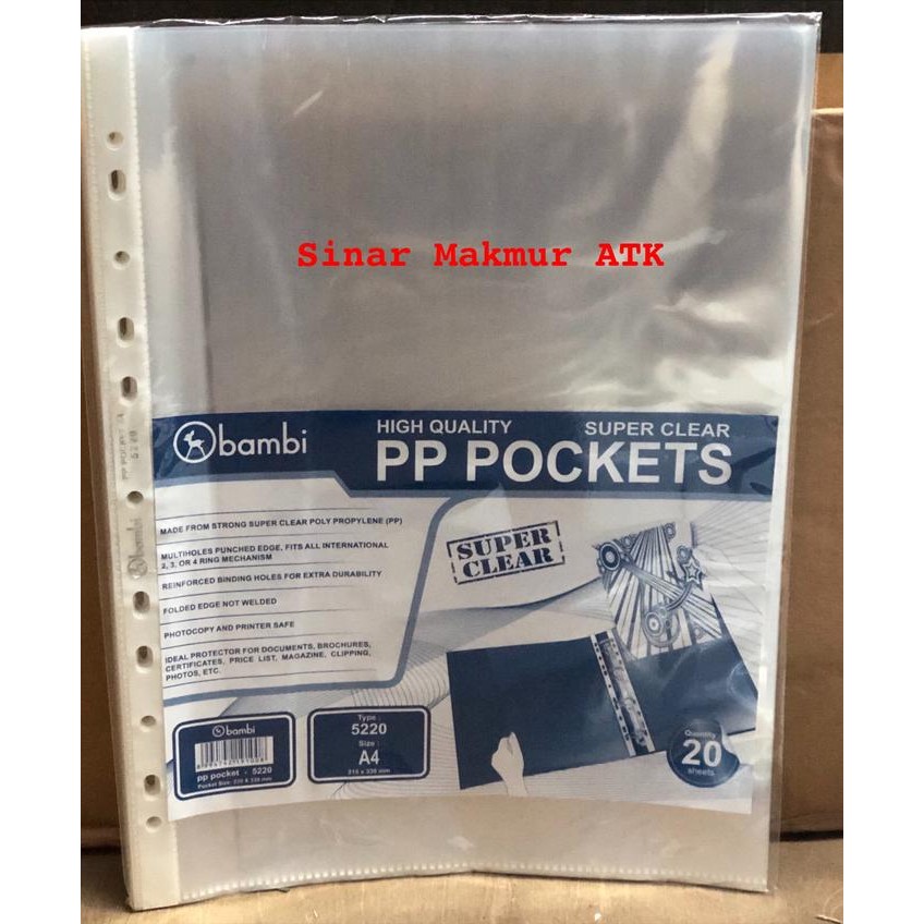 

PP Pocket / Sheet Protector Bambi 5220 A4