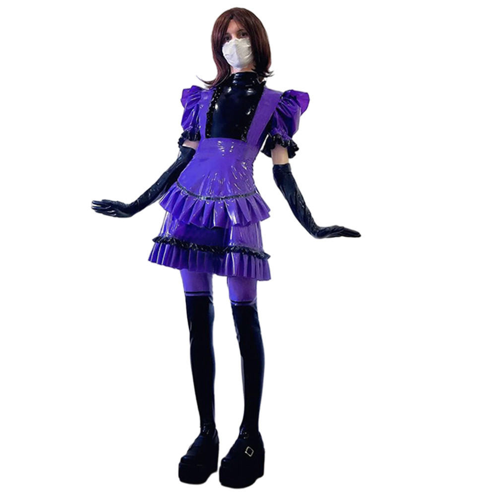 Adult Baby Sissy Short Dress Short Sleeve PVC Gothic Lolita dress Abdl ddlg Cosplay Princess Lolita 