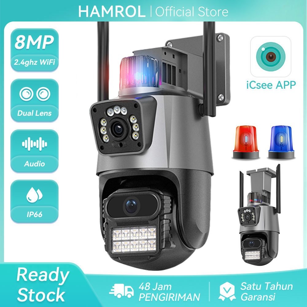 NEW PRODUCT HAMROL 8MP PTZ KAMERA IP WIFI DUAL LENS DUAL SCREEN OUTDOOR AUTO TRACKING CCTV SECURITY