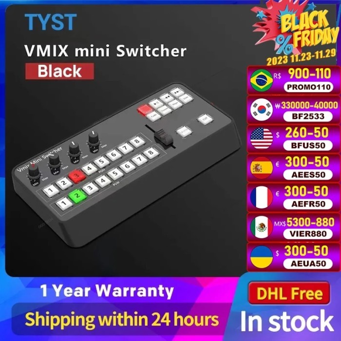 TYST Video Vmix Mini Switcher Control Panel MIDI2.0 Video Recording