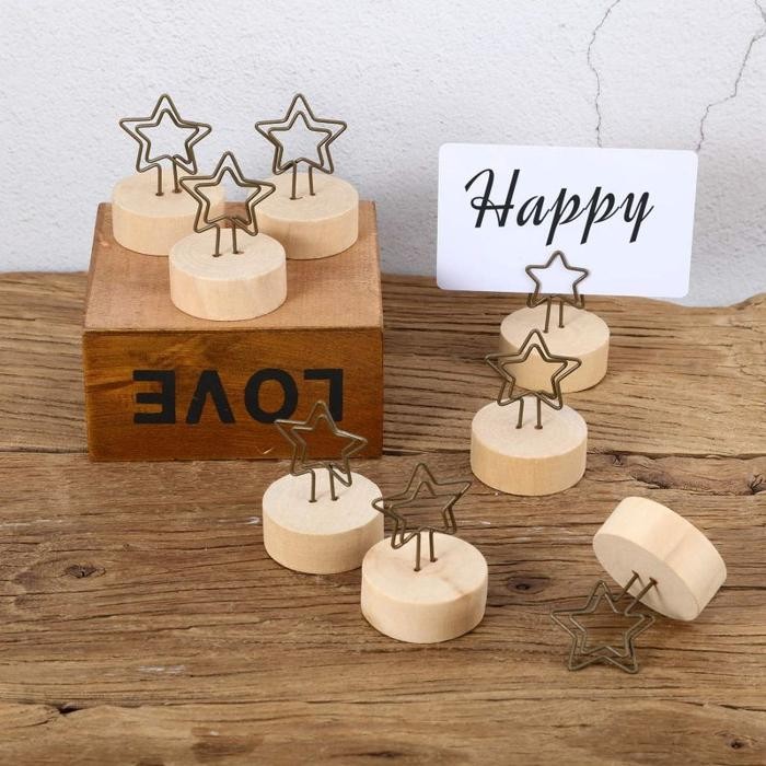 

Toso - 10Pcs Table Number Holder Price Tag Kayu Photo Holder Clip