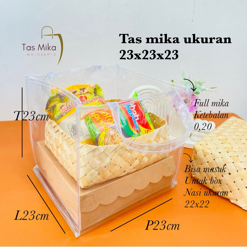 

Lsp 1LUSIN Tas Mika Transparan Uk 23x23x23 Nasi Box Hajatan Berkat