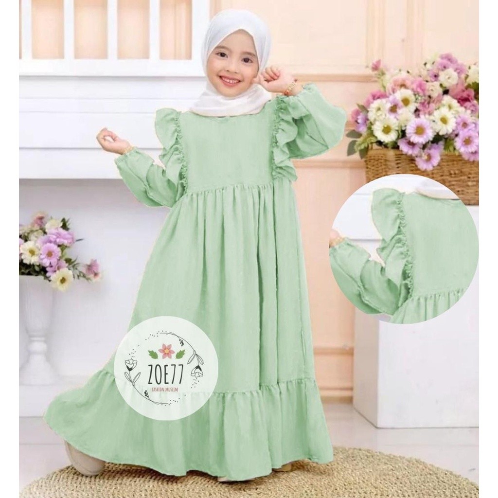 Gamis Anak Perempuan Seragam Ngaji Terbaru 2025 Santriwati Pakaian Baju Muslim Gamsyi Wanita Termura