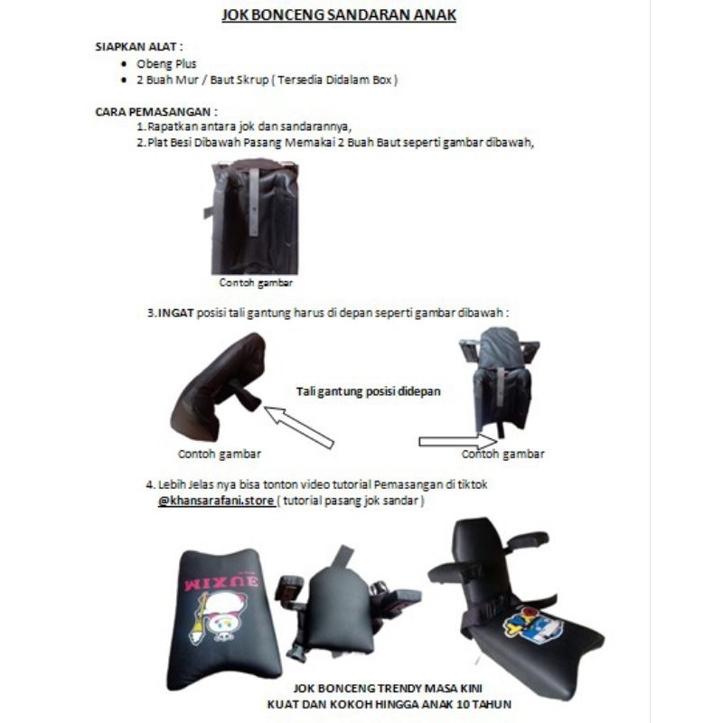 RB22 JOK BONCENGAN ANAK + SANDARAN UNTUK MOTOR JUPITER MX/ JUPITER Z/VEGAR/ VEGA ZR