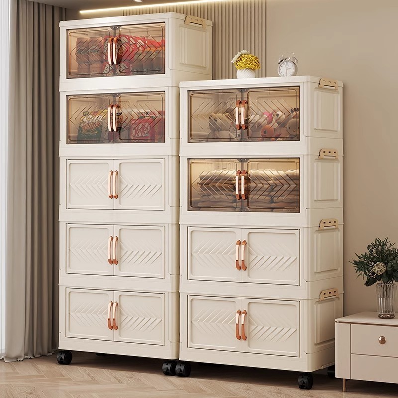 Dekdek store - Rak Buku Serbaguna Rak Kabinet Plastik Lipat Rak Buku Plastik Lipat Tanpa Dirakit