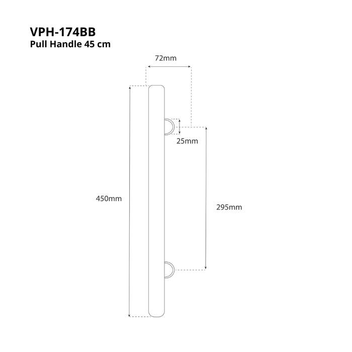PULL HANDLE GAGANG TARIKAN PINTU RUMAH BLACK 45 CM STAINLESS VIANO ( BY NOBLEZA )