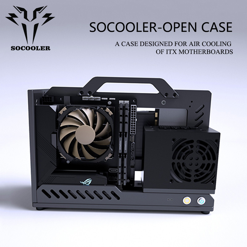 Socooler Open Computer Case ITX Portable Rack Case Open Frame Diy Gaming Computer Case Mini ITX case