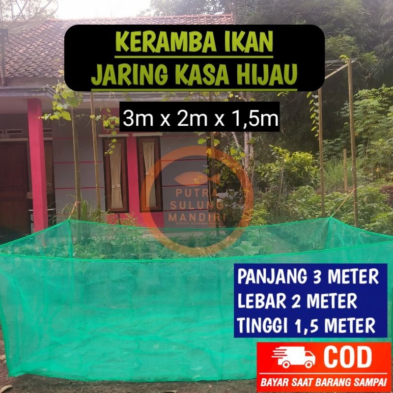 TREA K3215 - Keramba jaring apung ikan 3x2x1,5 karamba siap pakai sortir pembesaran plus tali