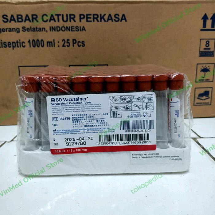 BD VACUTAINER TABUNG SERUM / TUBE PLN PLC 16X100MM RED 10ML