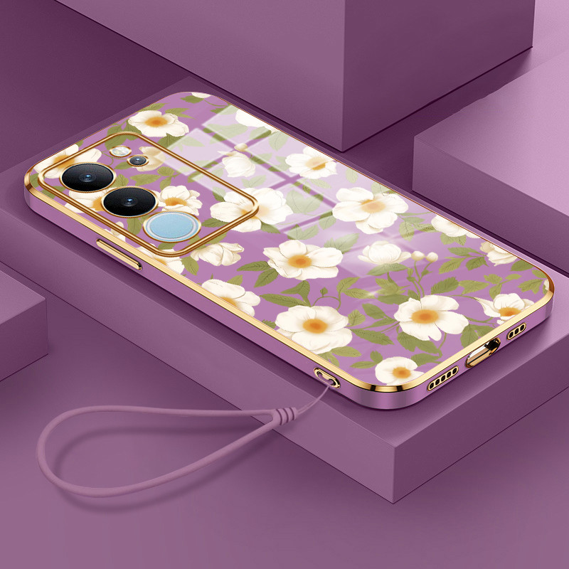 Casing Hp Untuk VIVO V29 5G V29 Pro 5G V27 5G V27 Pro 5G V27E Case Casing Bunga elegan pola Kesing H