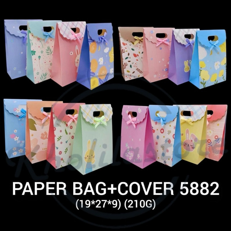 Ready Paper Bag Tutup Pita / Paper Bag Motif + Cover Original