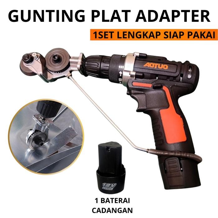 Paket Mesin Bor Gunting Plat Besi Seng Potong Besi Alumunium Holo