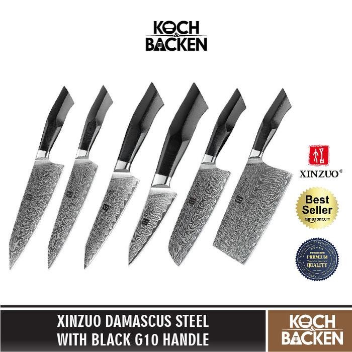 XINZUO B32 Damascus Steel With Black G10 Handle - Pisau Dapur