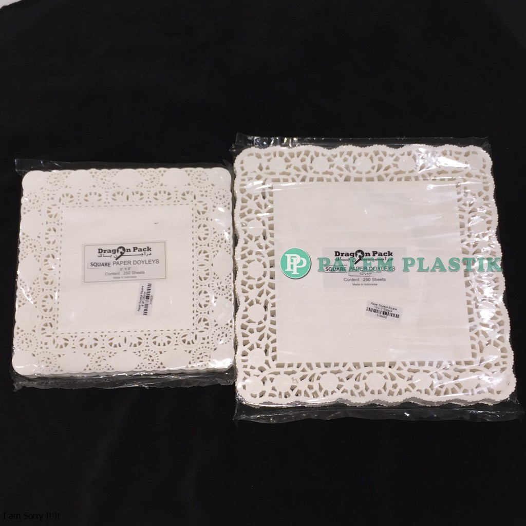 Kertas Doyleys (Putih-Kotak) / Doilies Paper Renda / Alas Toples Kue