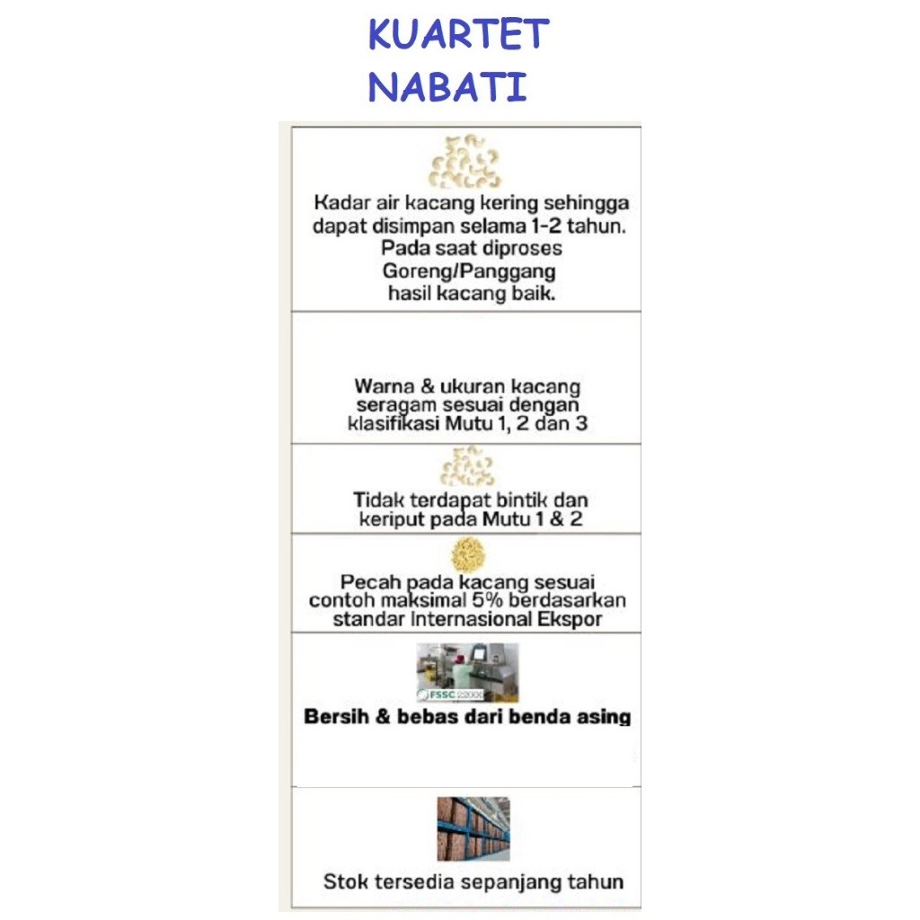 

Terlaris! 250gr Kacang Mede Sulawesi - Mentah dg Varian Besar/ Jumbo - Sedang -- Belah 2