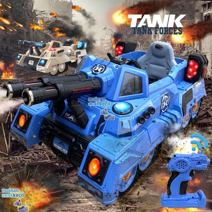 SKUYY MAINAN RIDE ON TANK BAJA LISTRIK MOBIL AKI JUMBO REMOTE LIGHT PACKING AMAN