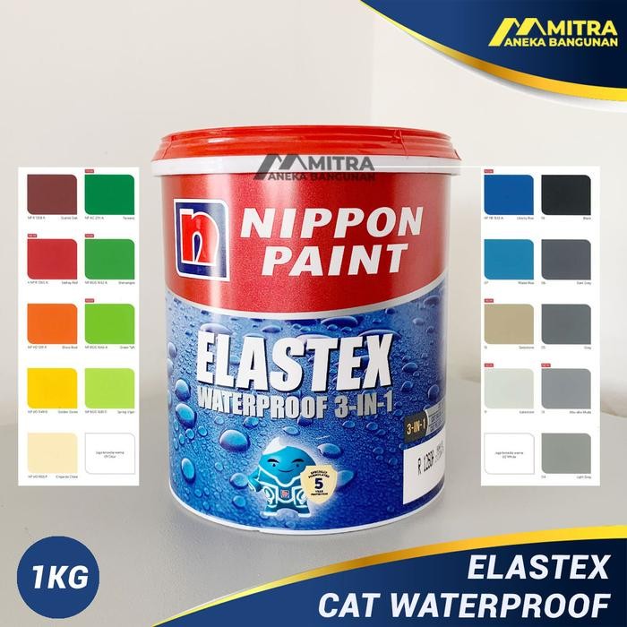 BEST SELLER CAT TEMBOK WATERPROOF ELASTEX NIPPON PAINT 1 KG ANTI BOCOR ANTI JAMUR