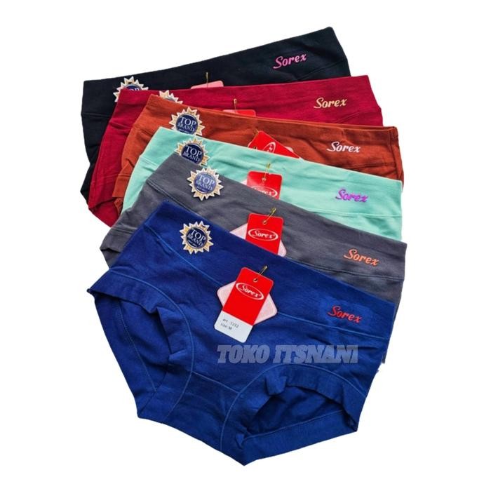 Cd Sorex Katun 1232 Karet Lebar 3-6 Pcs Celana Dalam Wanita Sorek Bahan Lembut