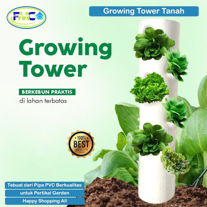 Growing Tower Pot Tower Vertikal Garden Paralon Vertikultur Pot Tanaman Vertikal Garden Berkebun