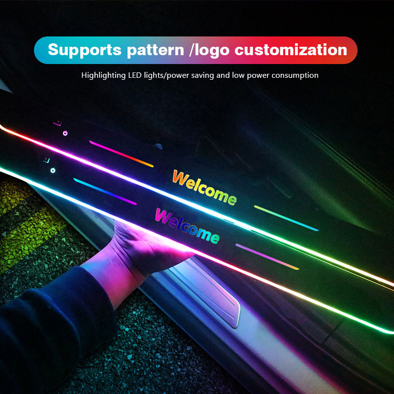 Car Welcome Door Sill Light Threshold Lamp Welcome Plate Pedal Light With Wireless Led Light
