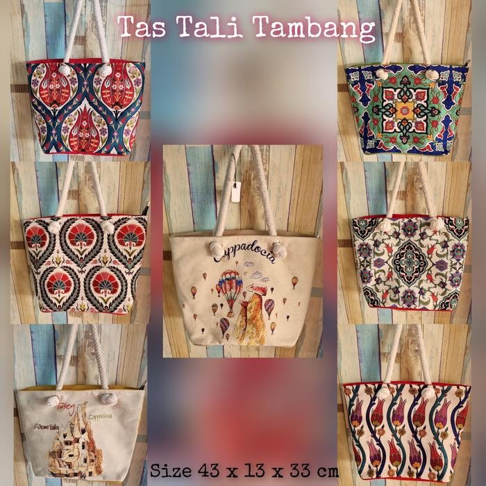 PREMIUM Tas Kilim Tali Tambang Turki Resleting Tas Turki Tote bag Turki