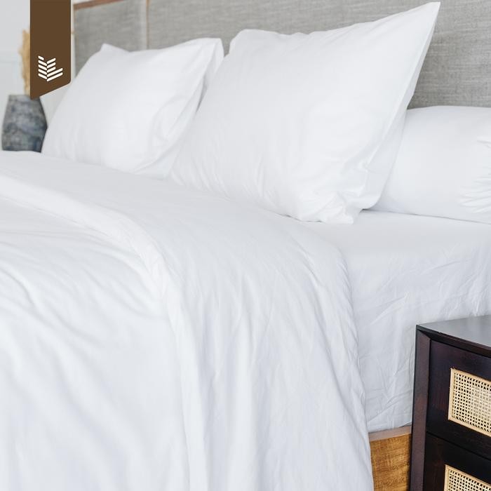 PREMIUM IndoLinen - Sprei Hotel Karet Putih Polos - 100% Katun