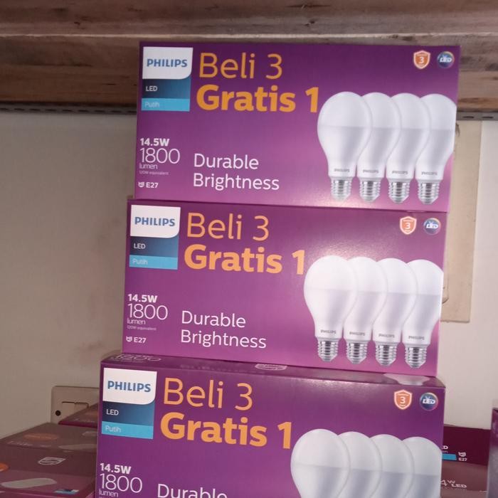Philips LED pack 14,5 watt beli 3 gratis 1