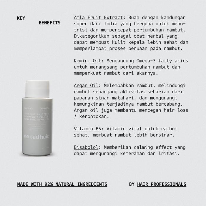 NO BAD HAIR CALMING SHAMPOO - SLS FREE & PH BALANCE SHAMPOO