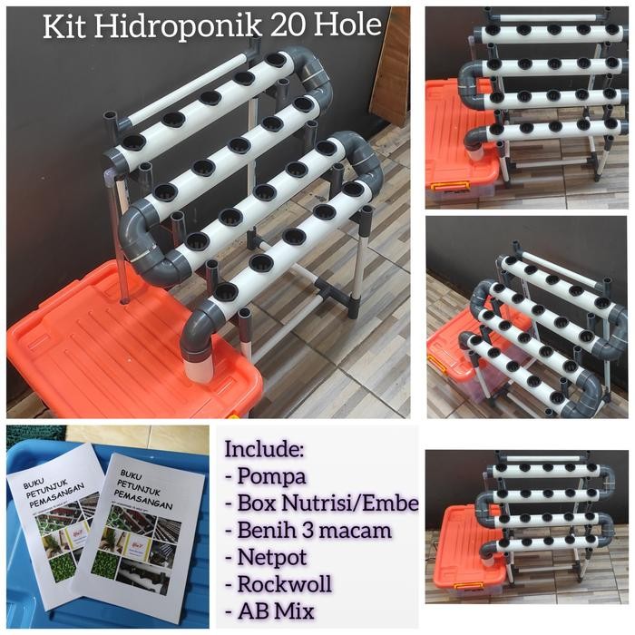 Terlaris Set Lengkap Hidroponik 20 Hole Nft