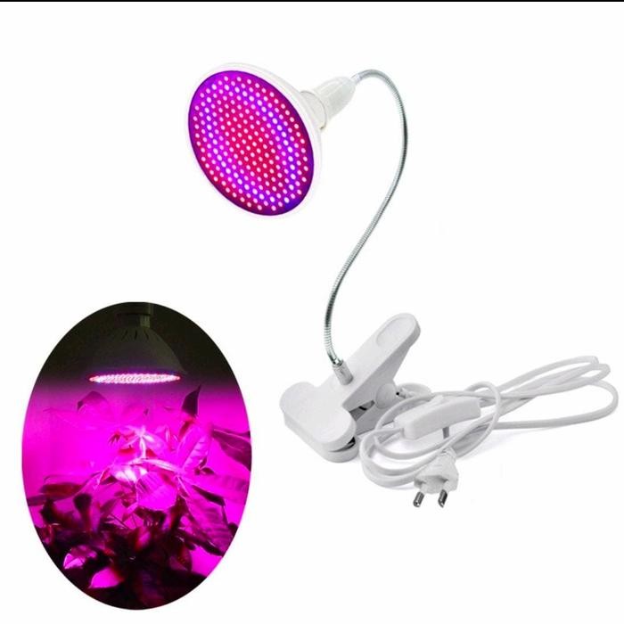 PREMIUM 1 set lampu grow light 200 LED + fitting jepit Silikon