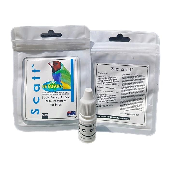 VETAFARM SCATT 5 ml OBAT KUTU TETES IMPORT BURUNG MERPATI KICAU MACAU