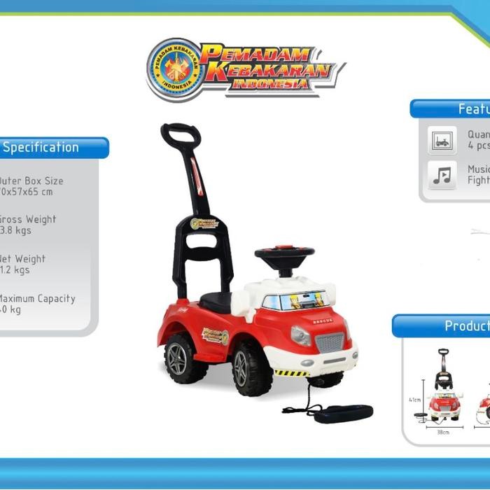 mainan anak mobil dorong pemadam kebakaran / firetruck yotta toys gals