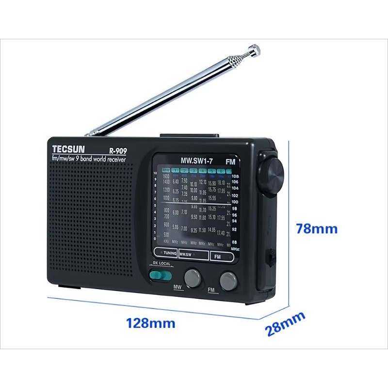 Tecsun R-909 Broadcast Radio Full Band Pocket Full Band Radio Semiconductor Tecsun R909