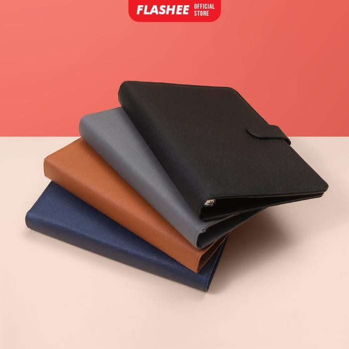

FLASHEE BUKU BINDER KULIT EKSKLUSIF POLOS 20 RING ORGANIZER KERTAS A5 COKLAT TUA KODE 189