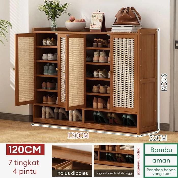 Lemari Sepatu / Rak Sepatu Kayu Minimalis / Rak sepatu Tertutup
