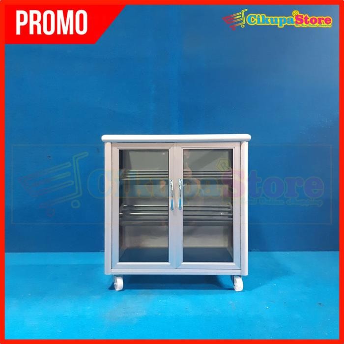 Lemari Rak Sepatu 3 SUSUN Aluminium Kaca Riben LSS 803-54