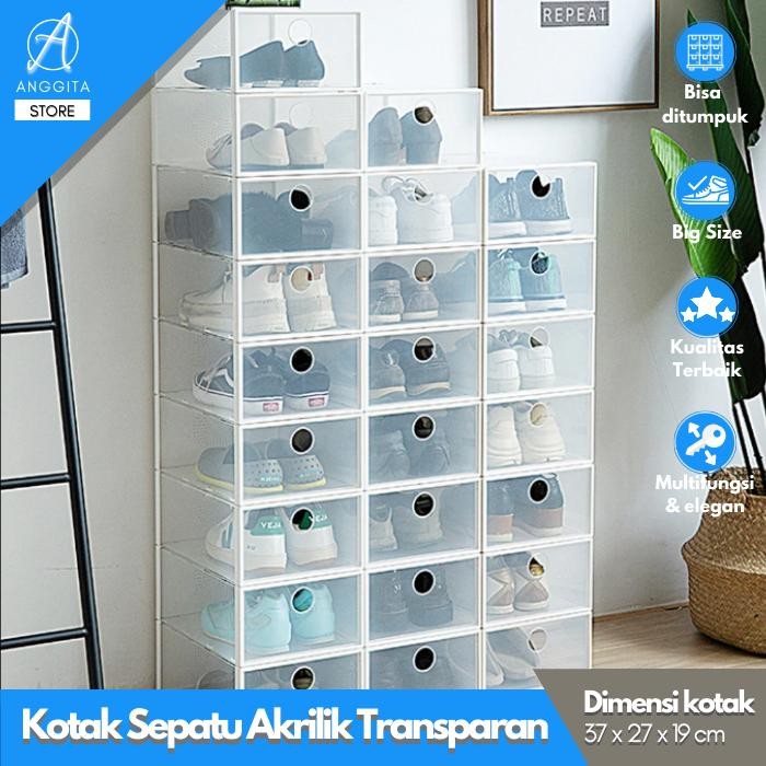 Kotak Sepatu Besar Transparan Akrilik Tebal Box Sneakers Acrylic XL