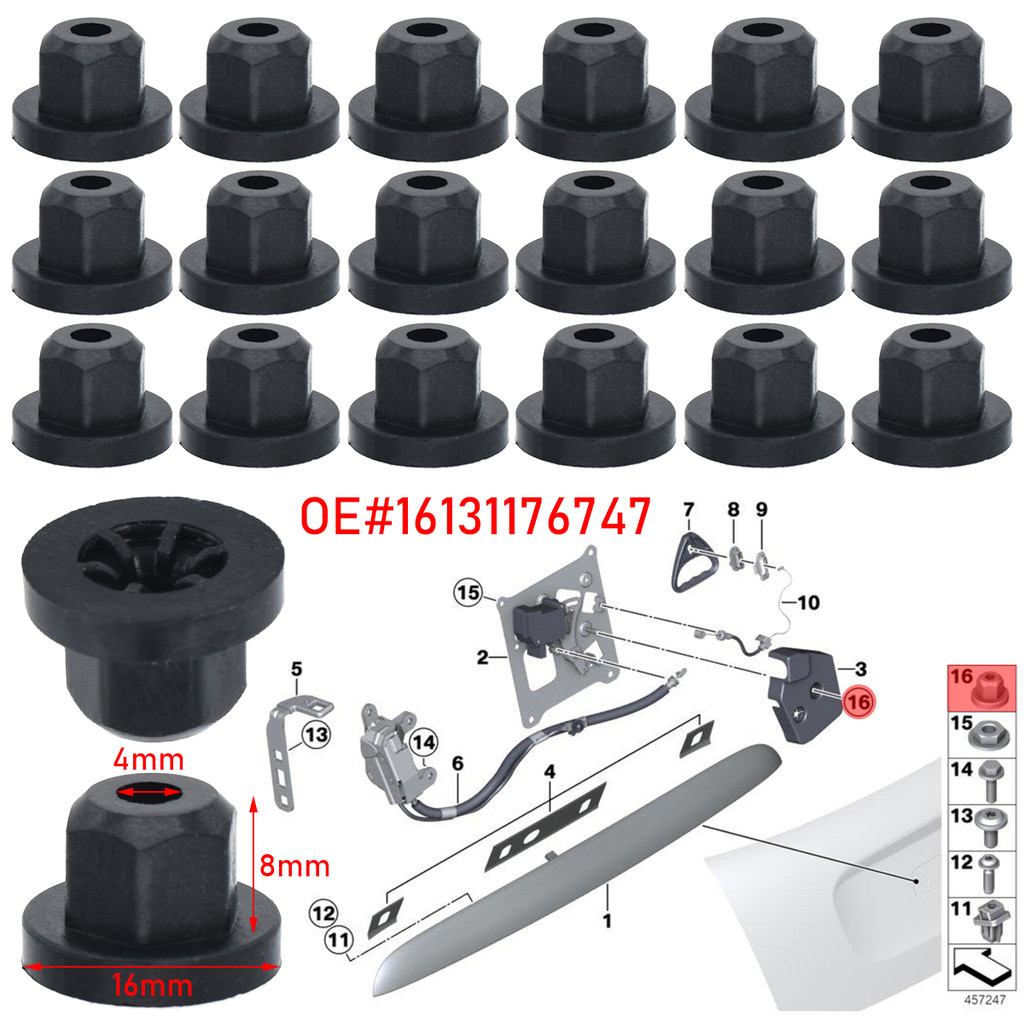 20 Buah 16131176747 Klip Flange Mur Bodi Plastik Mobil untuk Mercedes Benz 0039900251  M6 Nut Duduka