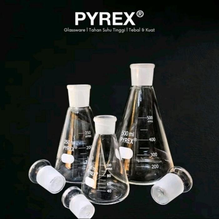 KHUSUS GRAB erlenmeyer 2000 ml pyrex asah +stoper