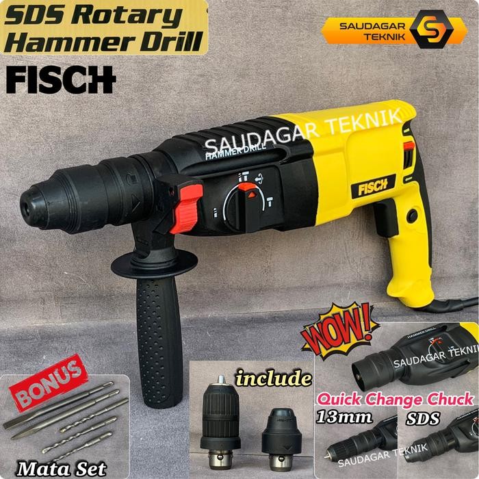Mesin Bor Bobok Tembok Beton Sds Plus Fisch Rotary Hammer Mata Bor Sds +