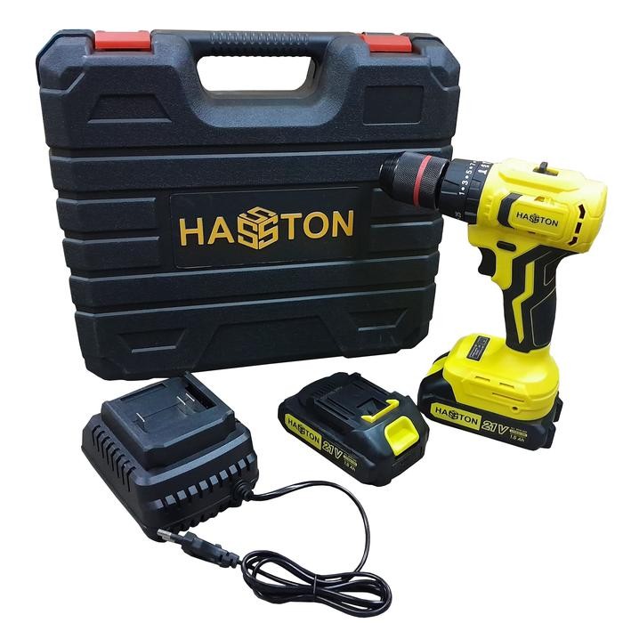 Hasston Bor Besi Kayu Beton Impact Cordless 21 V Battery Batere Charge