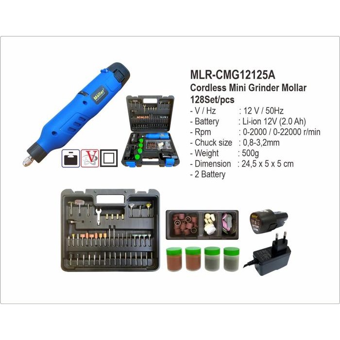 Mini Grinder Cordless Mollar 12V Mesin Gerinda Bor Tuner Baterai 12V